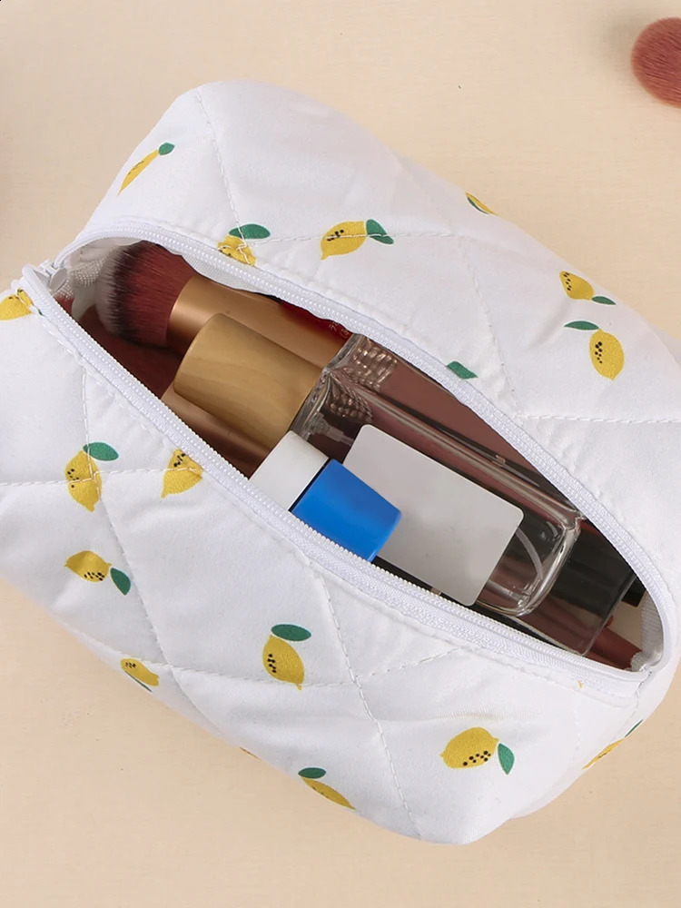 Ship from US Makeup Bag Strawberry Lemon Pattern Clutch Purse Toiletry Organizer Portable Travel Storage for Women Girls 250305FBB