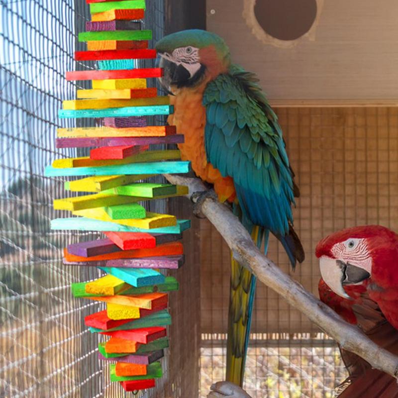 Bird Cage Toys Parrot Chewing Toys Colordul Parrot Foraging Blocks With Multi Layers For African Grey Macaws Conure Cockatoos