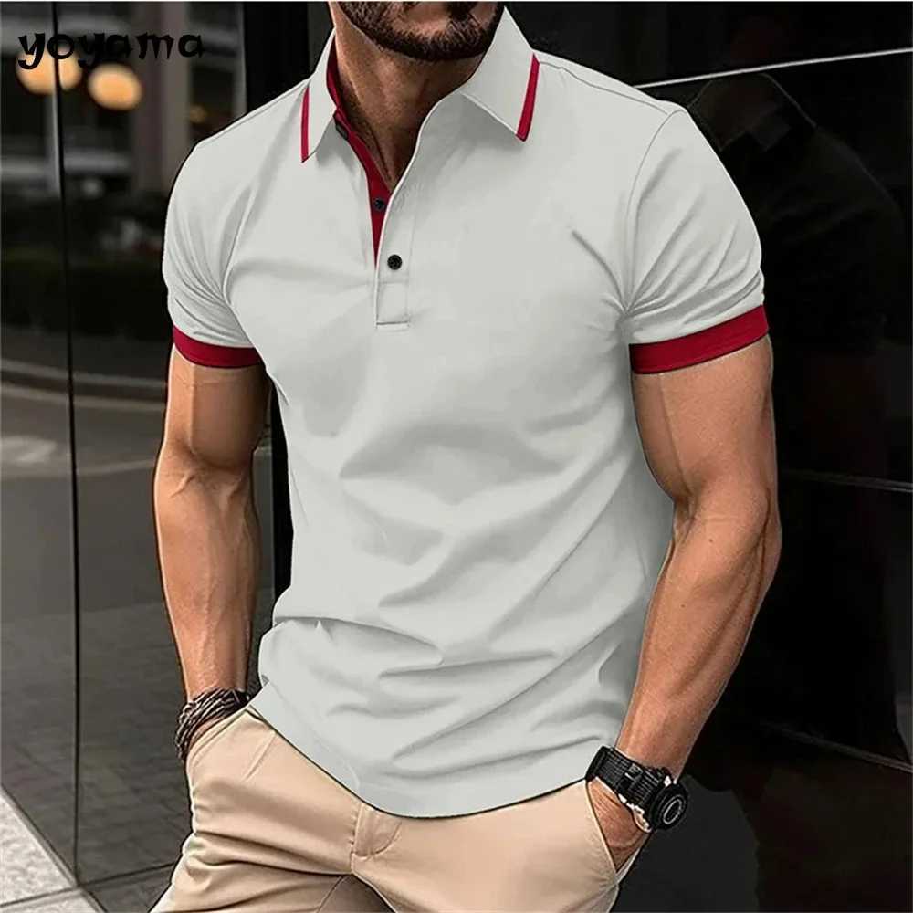 Solid Coloured Printed Polo Mens Clothing Simple 3D Print T-shirts for Men Breathable Mens Short Sleeve Polo Casual Loose TopsT250225