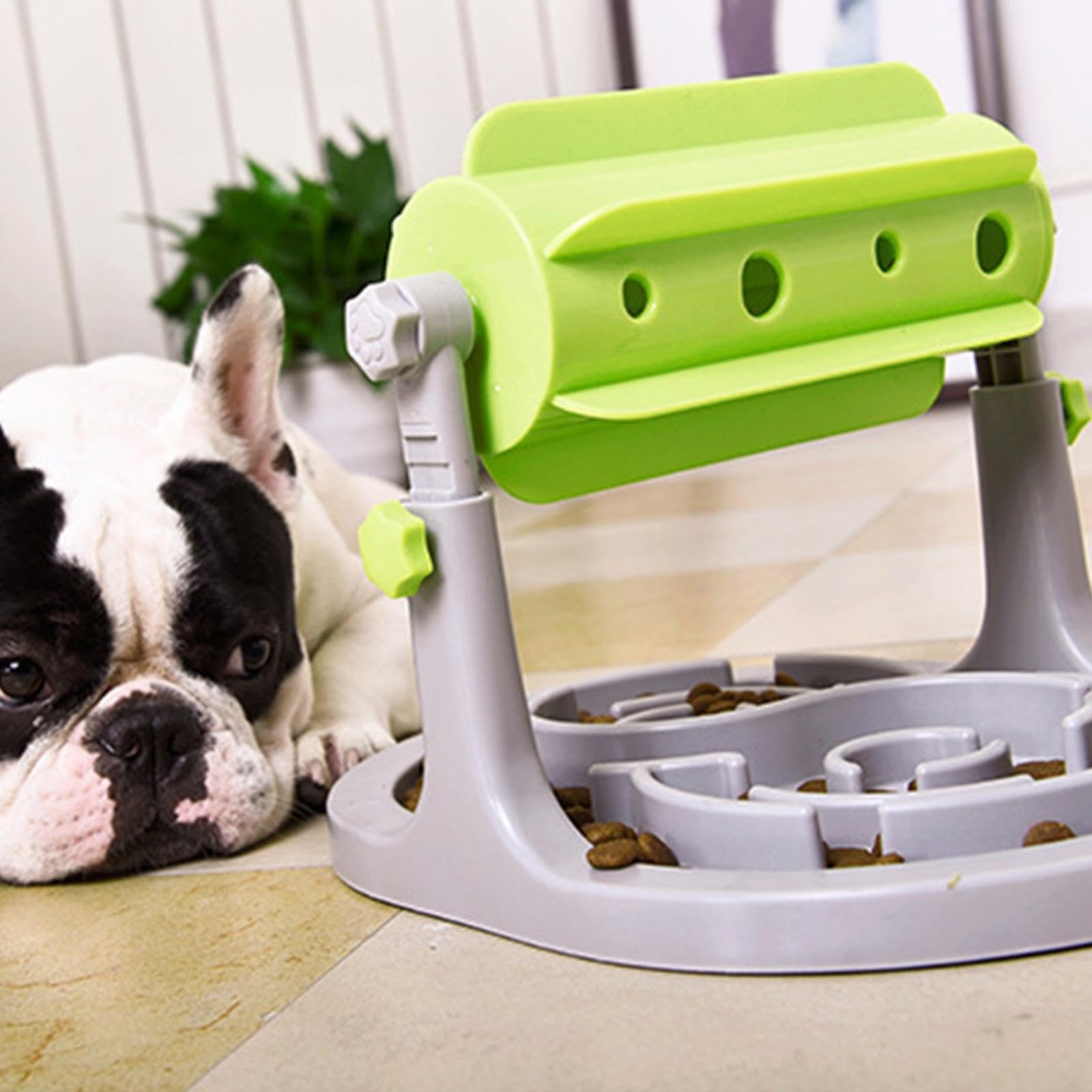 Interactive Dog Cat Food Puzzle Toy,Drum Dispenser,Slow Eating Feeding Bowl,Food Leaking Device,Brain Toy Feeder,Adjustable Tool
