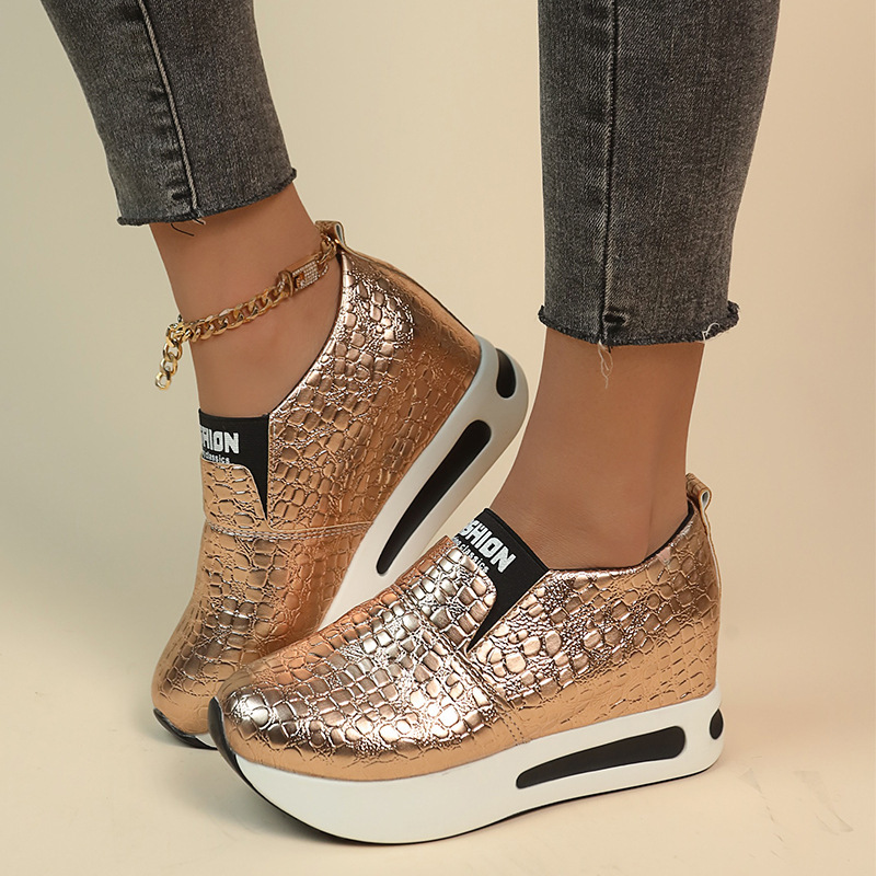 New 2025 Women's Upper Autumn/Winter Single Shoe Solid Color Casual Thick Bottom PU Large Sport ddmykukumalu