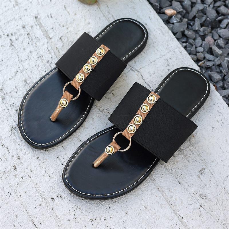 Designer's new metal buckle multifunctional casual flat slippers for summer plus toe cool shoes in 2025, suitable for outdoor trendy casual sanda