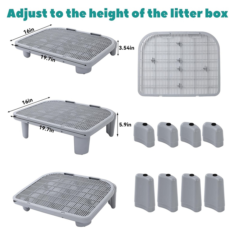 Adjustable Cat Ramp For Litter Box Elevated Cat Litter Ramp For Cat Litter Boxes Double Layered Litter Trapper