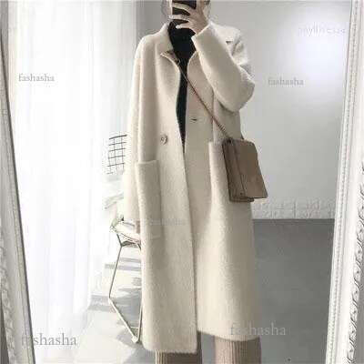 High Winter Woman Quality Solid Wool Coat Women Slim Woolen Long Cashmere Coats Elegant Pockets One Button Blend Jackets P