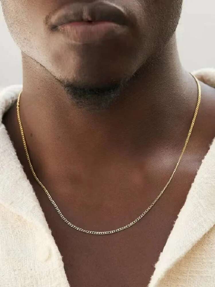 Men Stainless Basic Necklace Titanium Steel Jewelry Cuban Chain For Women