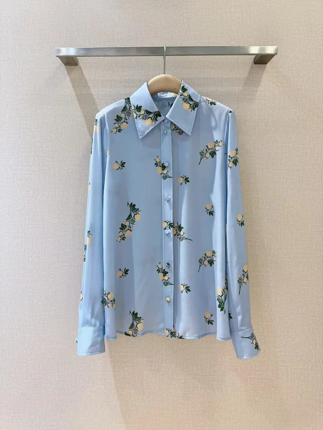 womens early spring style lapel long sleeved shirt 250304