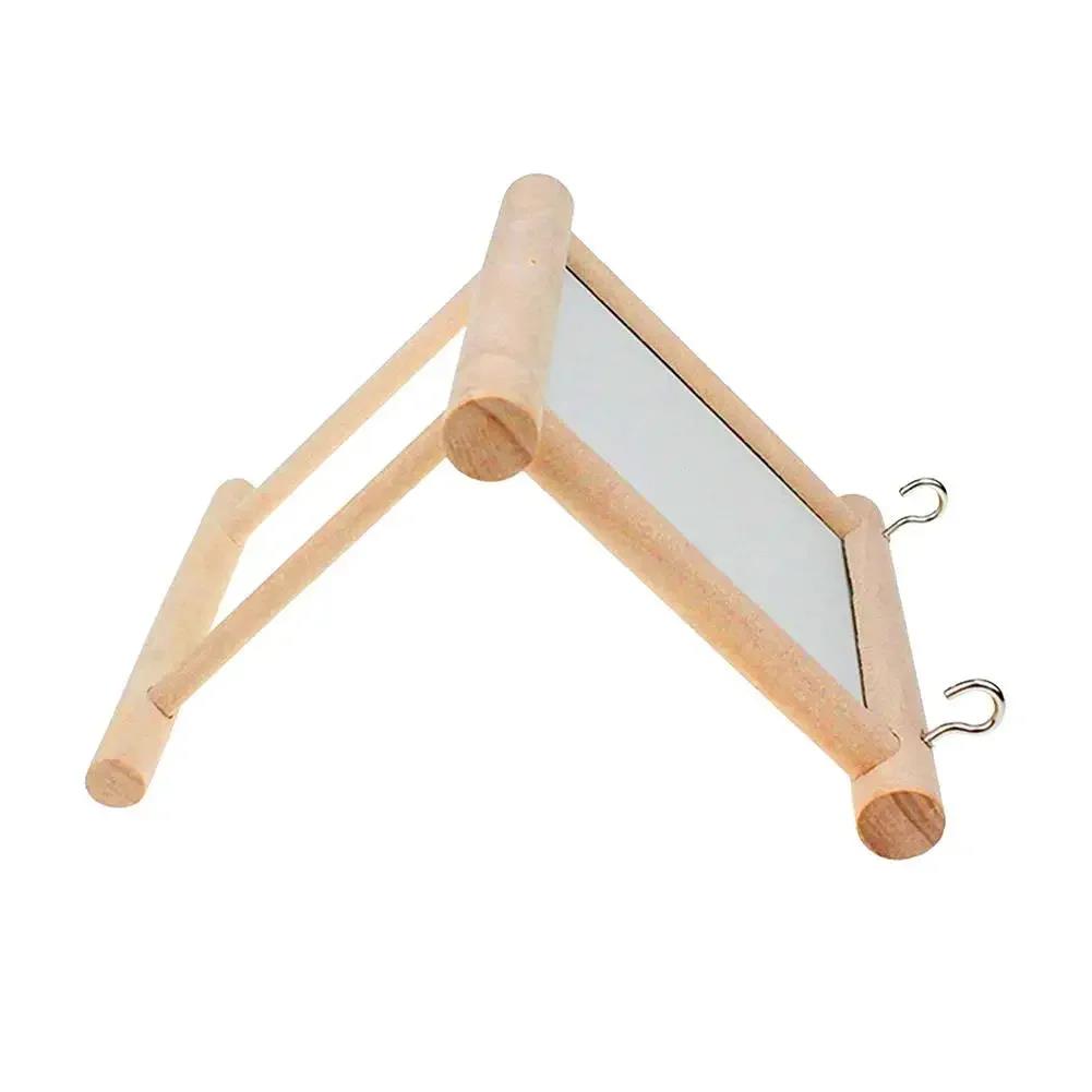 Popular Bird Parrot Toy Supplies Wooden Cloud Ladder Climbing Jump Platform Pet With Mirror Stand Rack