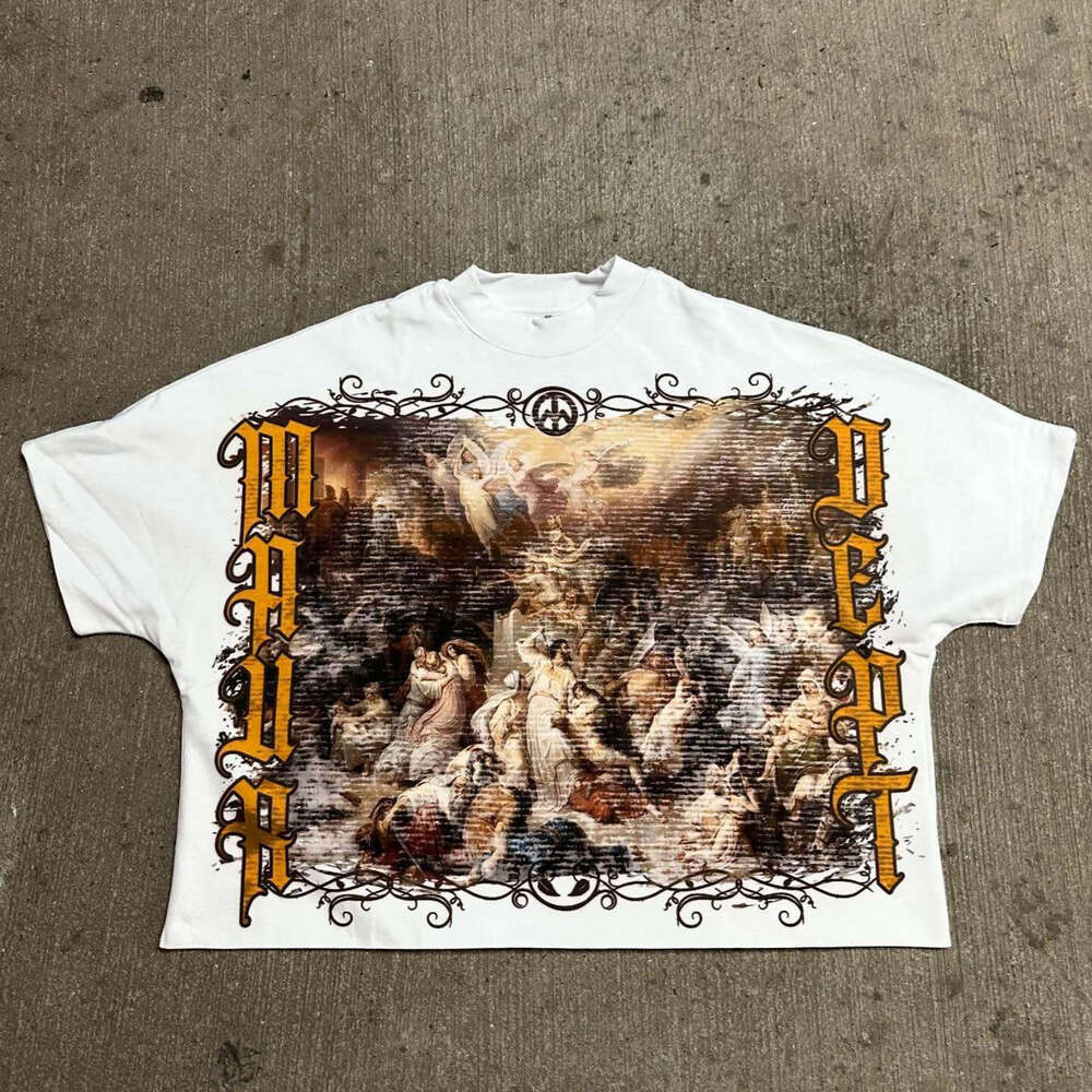 American street cool cross faith 3D pattern loose spring and summer trendy clothing