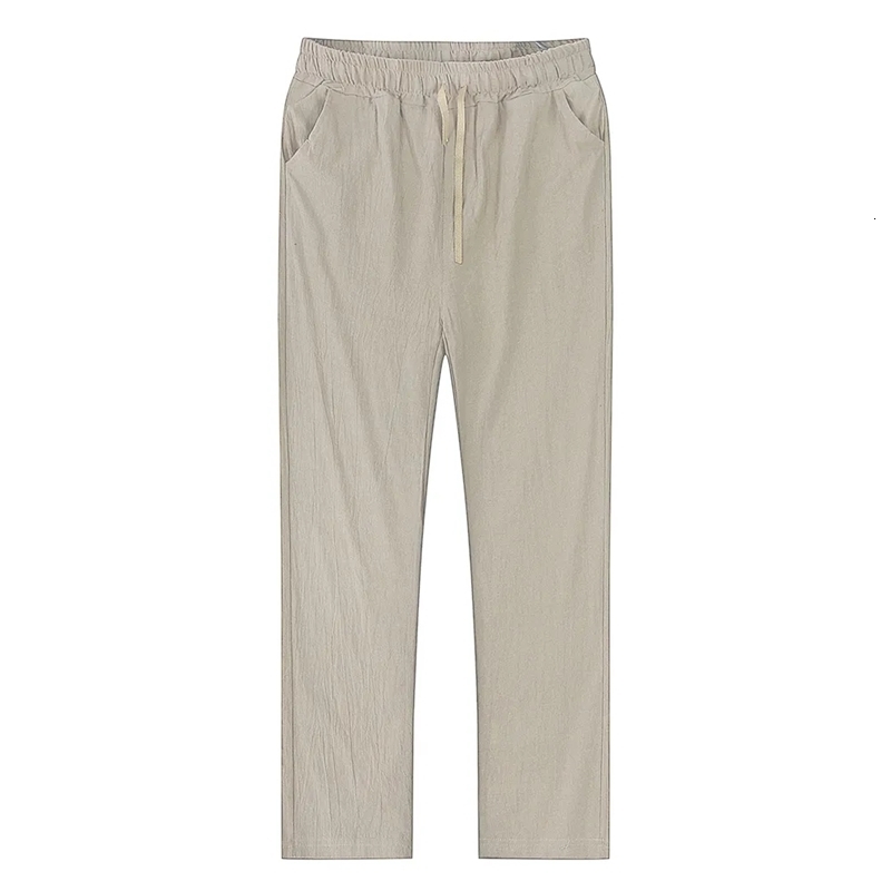 Mens Cotton Linen Pants Male Autumn Breathable Solid Color Trousers Fitness Streetwear S3XL 250304