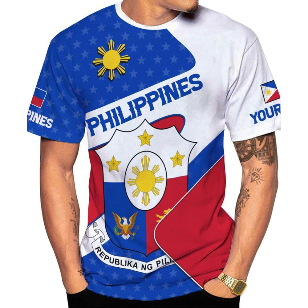 Mens T shirt Personalized Name Philippines Shirts 3D, Filipino Flag Pride Shirt Philippines Shirt Flag Tshirt for Men 16 tee Casual tops summer clothe