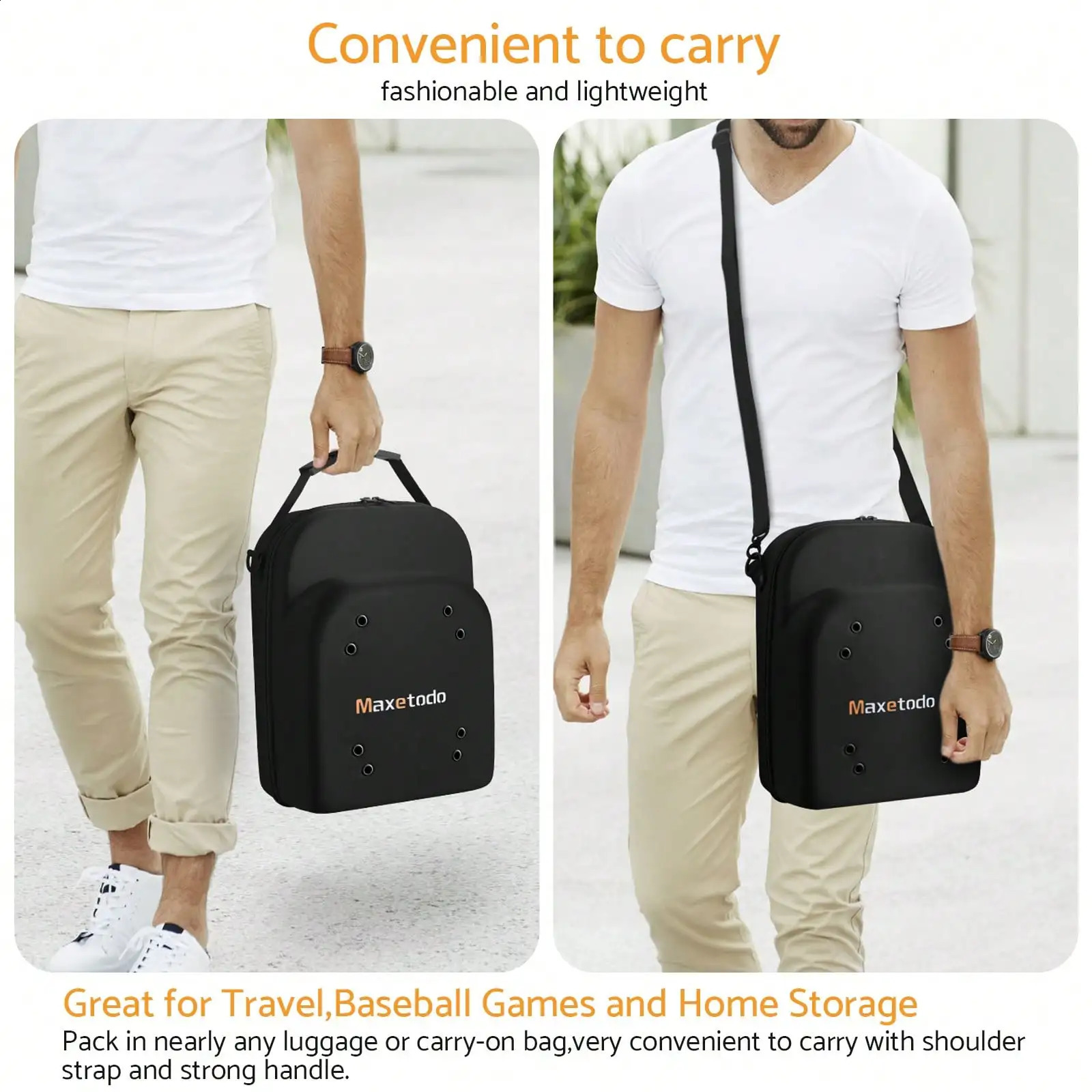 Ship from US Black Hat Travel Storage Bag EVA Waterproof Dustproof Crushproof Box Hold 6 Caps with Handle Shoulder Strap for Daily 250305FBB