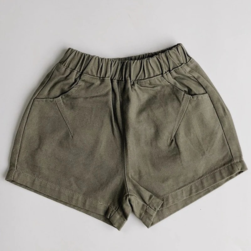 2025 Kids Boys Summer Shorts Solid Elastic Waist Beach Toddler Pants With Pocket For 7M-7T Children Casual Loose Korean Clothes 250304