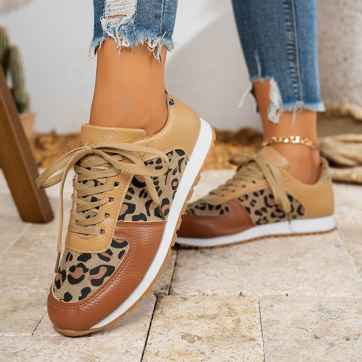 Leisure color leopard print sport autumn winter new oversized sports shoes 2025 temu with thick sole for and women ddmykukumalu