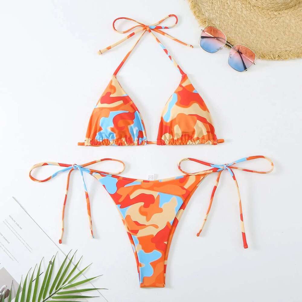 Brazilian Micro Mini Bikini Set Swimming Pads Bikinis 2024 Push Up Bathing Suits Coffee String Swimwear Women Swimsuit Km-Ly