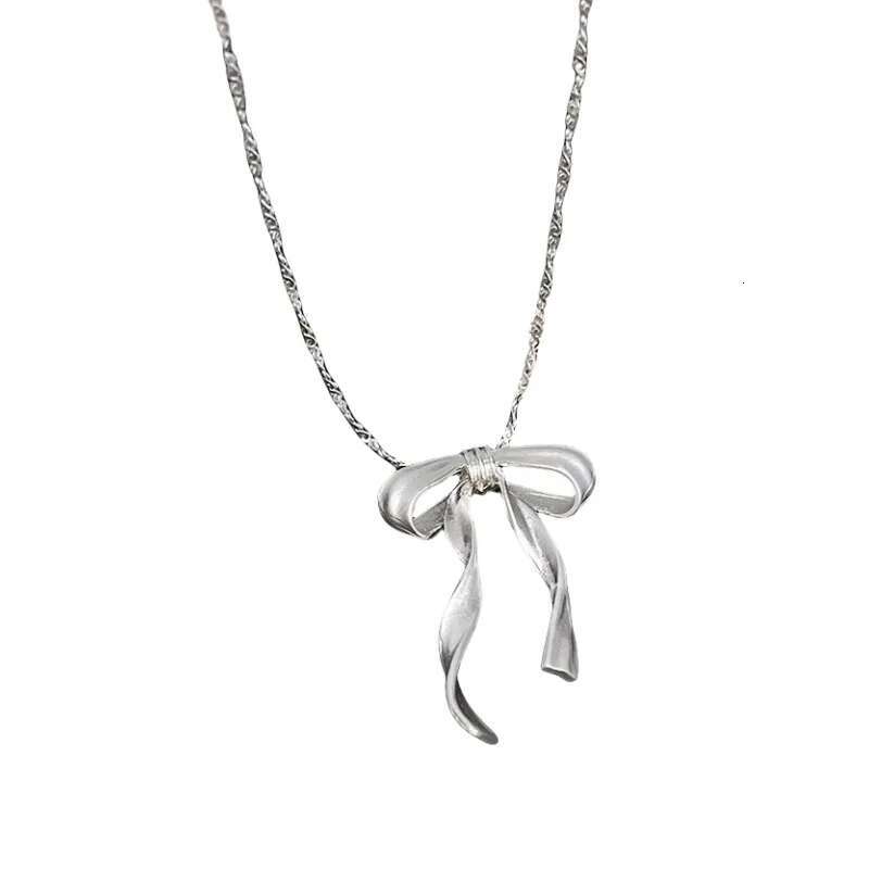 Exquisite Clavicle Elegant Scrub Bow Pendant Necklace For Women Girls Temperament Collar Chain Korean Student