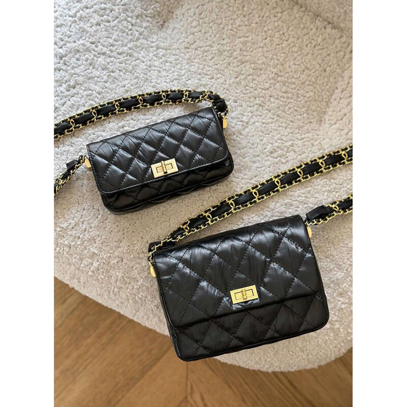 Niche High-End Diamond Grid Chain Crossbody Square For Women 2025 New Fragrant Style Leather Small Shoulder Bag