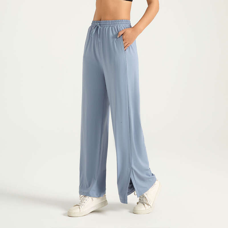 Special Area Sunscreen Waist Wide Leg For Women, High Elasticity, Naked, Ice Feel, UV Resistant, Micro Pull Sports Pants KLMY