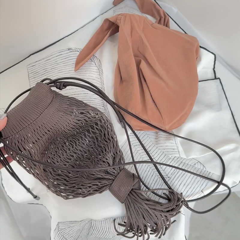 Spring/summer New Niche Design Woven Fishing Net Hollow Woven Lantern Octopus Net Pocket Bag Personalized Women's Bag 250315