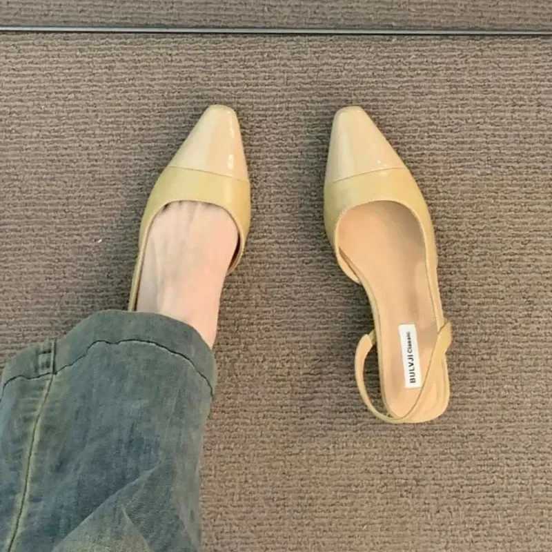 sandals for wen french nude pointed toe small fragrance style elegant low heel ladies sandals high quality zapatos de mujer Y250304
