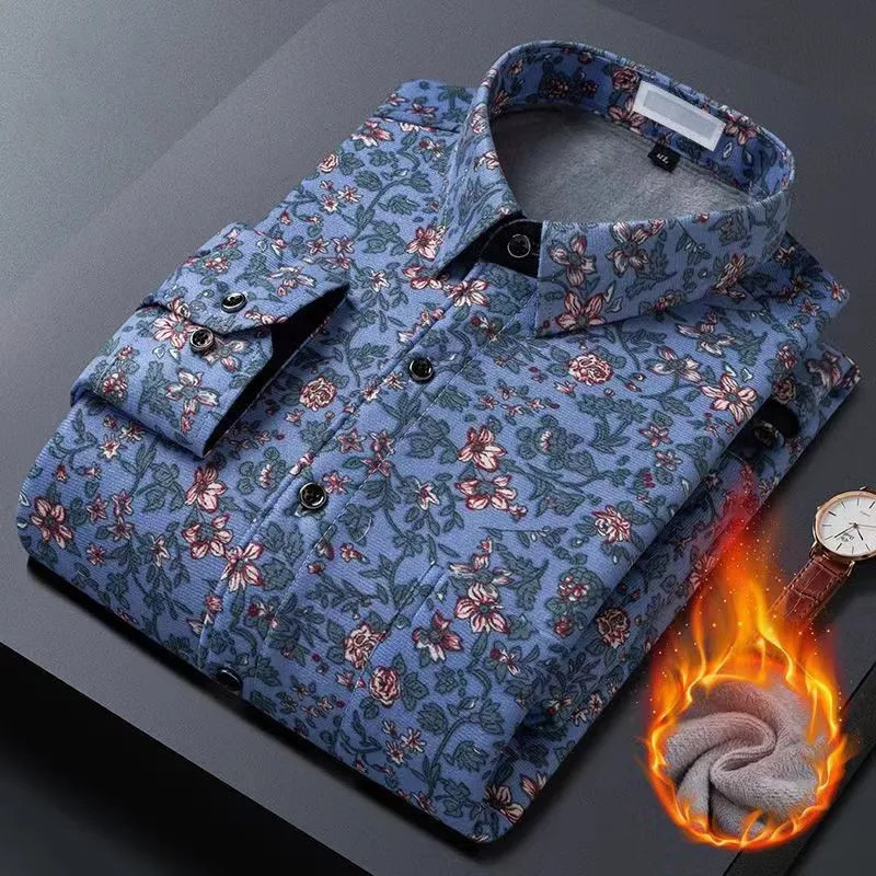 2025 spring shirts flower n high quality thicken casual mens shirtautumn smart shirt mensize M5XL KCY019 250227