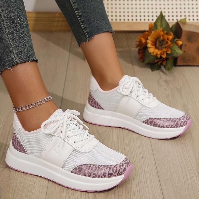 2024 NewWomens Wed ge Sneakers Style Lace-up Breat hable and Comfortable Running Shoes Casual Thick-soled Womens Vulcanized