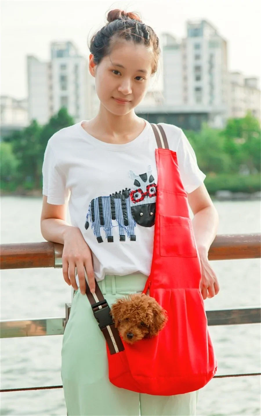 Pet Dog Red Sling Carrier Canvas Bag Dogs Carrier Bag Pet Carriers Outdoor Storage Supplies Soft Travel Bag drop shipping