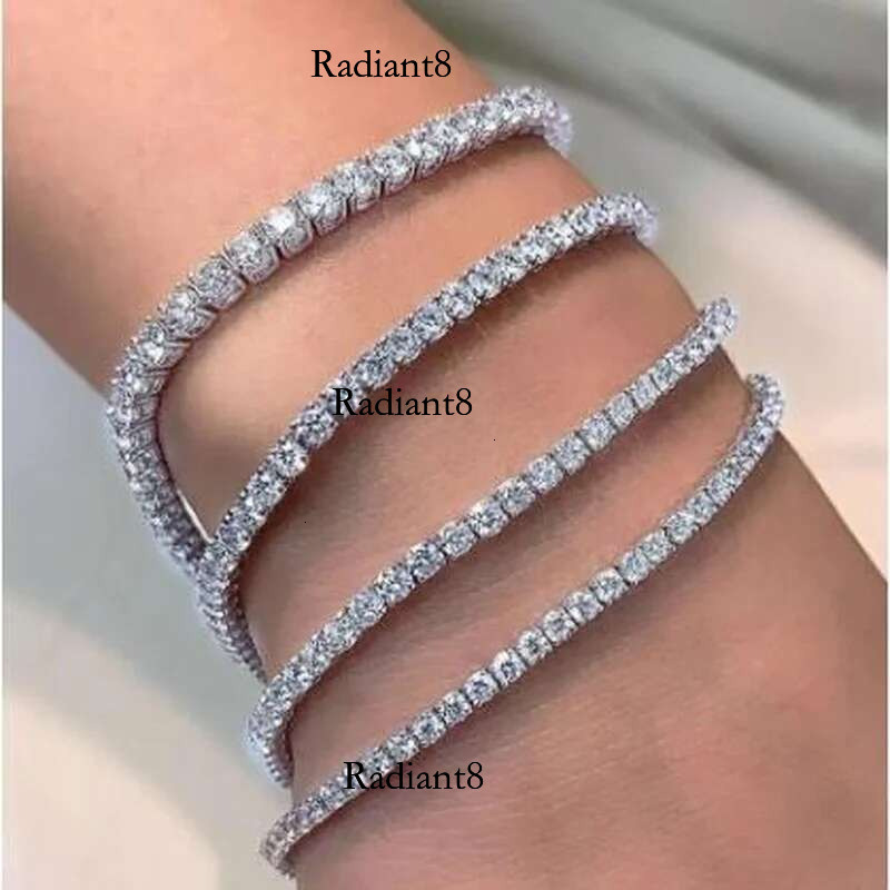 Handmade Solid Sterg Sier 4mm 17cm 19CM Tennis Bracelet Bangle For Women Wedding Fashion Jewelry Wholesale Party Gift