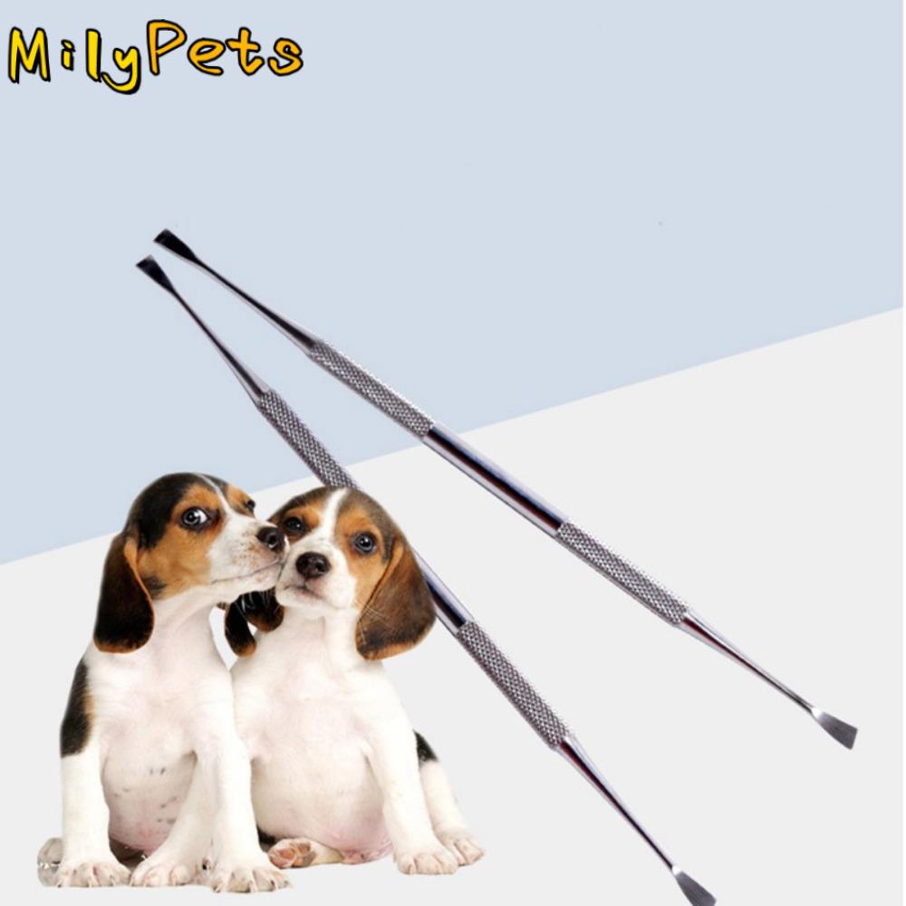 Stainless Steel Dog Teeth Cleaning Tool Non-slip Handle Double Head Tartar Scraper Scaler Anti-rust Pet Toothbrush