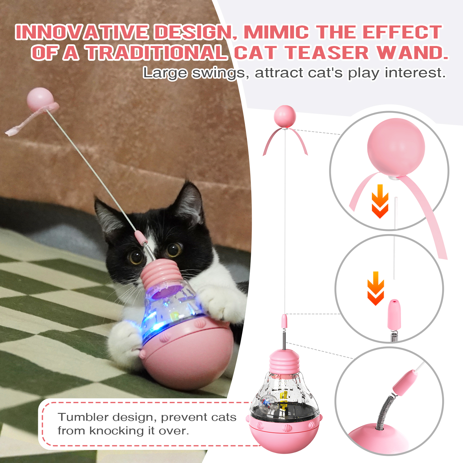 PARKER Magic Tumbler Teasing Cat light Bulb Scratch-Resistant Wear Leakage Food Ball Cat Toys