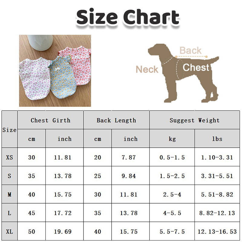 Luxury Dog Clothes Floral Print Dog Vest T-shirt for Chihuahua Bulldog Clothing Lovely Puppy Cat Vest Summer Pet Costume