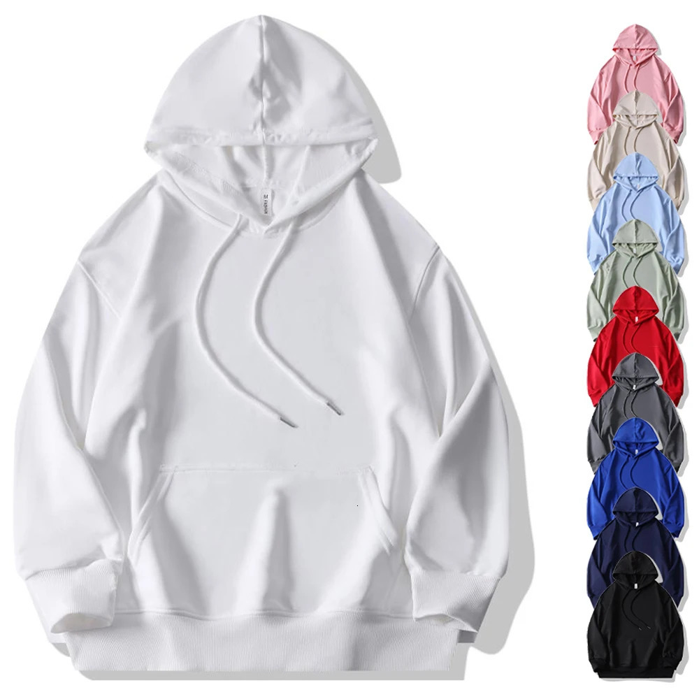 Blank Sublimation Lightweight Hoodies Wholesale Pullover Men Hooded Sweatshirt Drop Shoulder White Hoodies Man Sudaderas Hombre 250304
