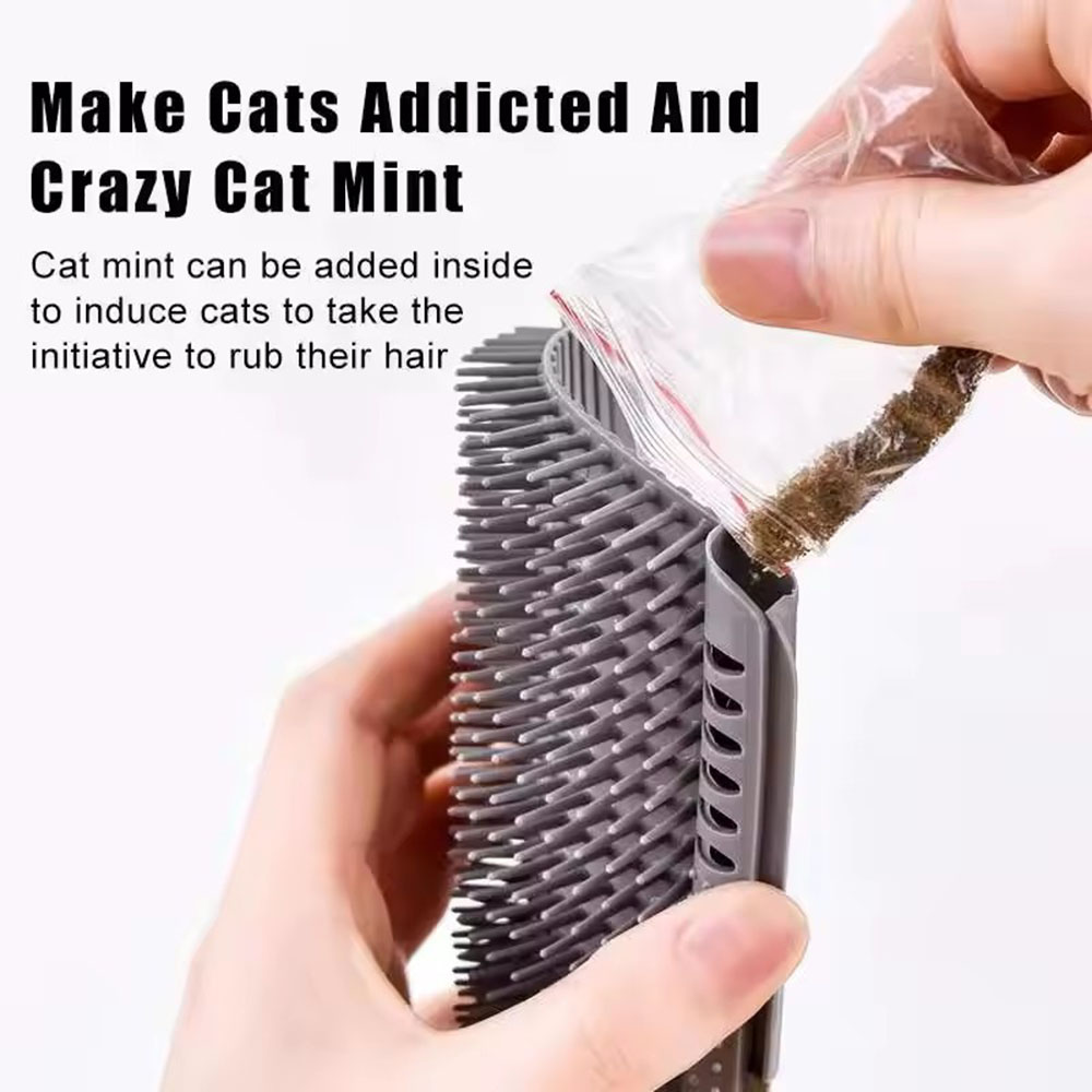 Pet Cat Scratching Scratcher Cat Corner Scrubber Massager Self Groomer Wall Brush Corner Cat Massager Grooming Comb with Catnip