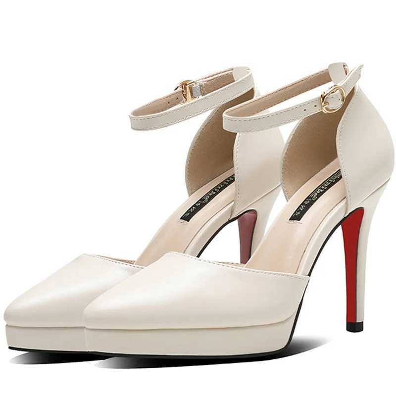New Fi Wen Pumps Shoes Waterproof Platform e-line Buckle Hollow Pointed Toe 10cm Thin High H Wens Wedding Shoes Y250304