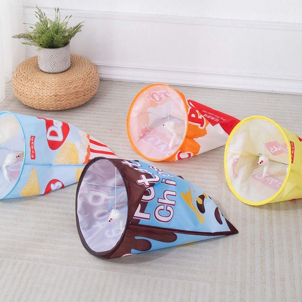 Funny Polyester Interactive Cat Drill Bag Bite Resistant with Sound Cat Tunnel Bag Collapsible Potato Chips Cats Tunnel Indoor