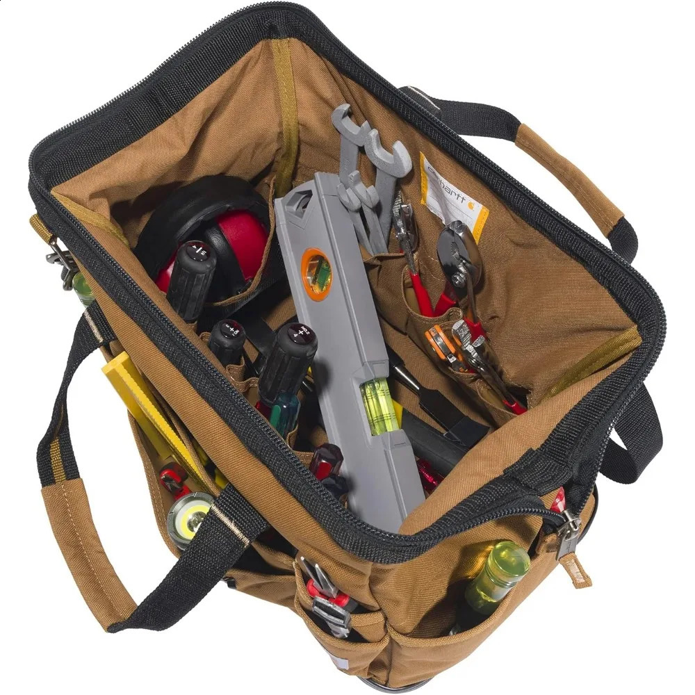 Ship from US 16 inch tool bag with molded base brown 250305FBB