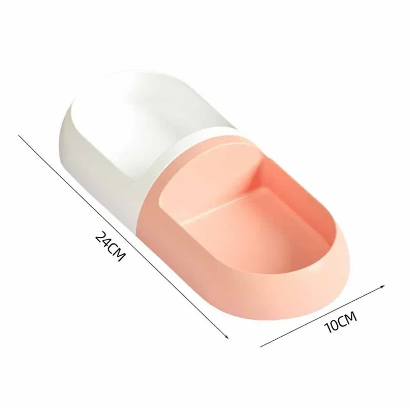 Plastic Cat Bowls Combination Capsule Color Matching Double Bowl Oval Cat Water Bowl Dog Feeding Bowl Kitten Supplies Easy Clean