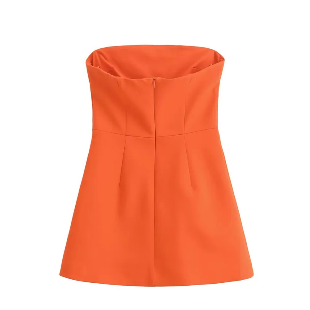Traf Slimming Flap Decoration Shoulder Strapless Short Skirt Spring Womens Clothing 250304