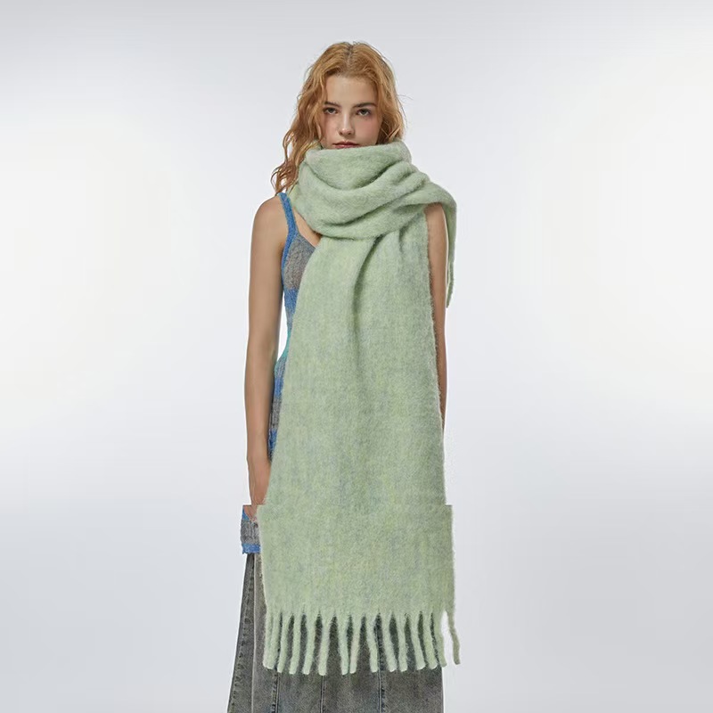 K046 Homemade 18-color wool blended quilted scarf for women winter solid color all-match cold-proof shawl student scarf