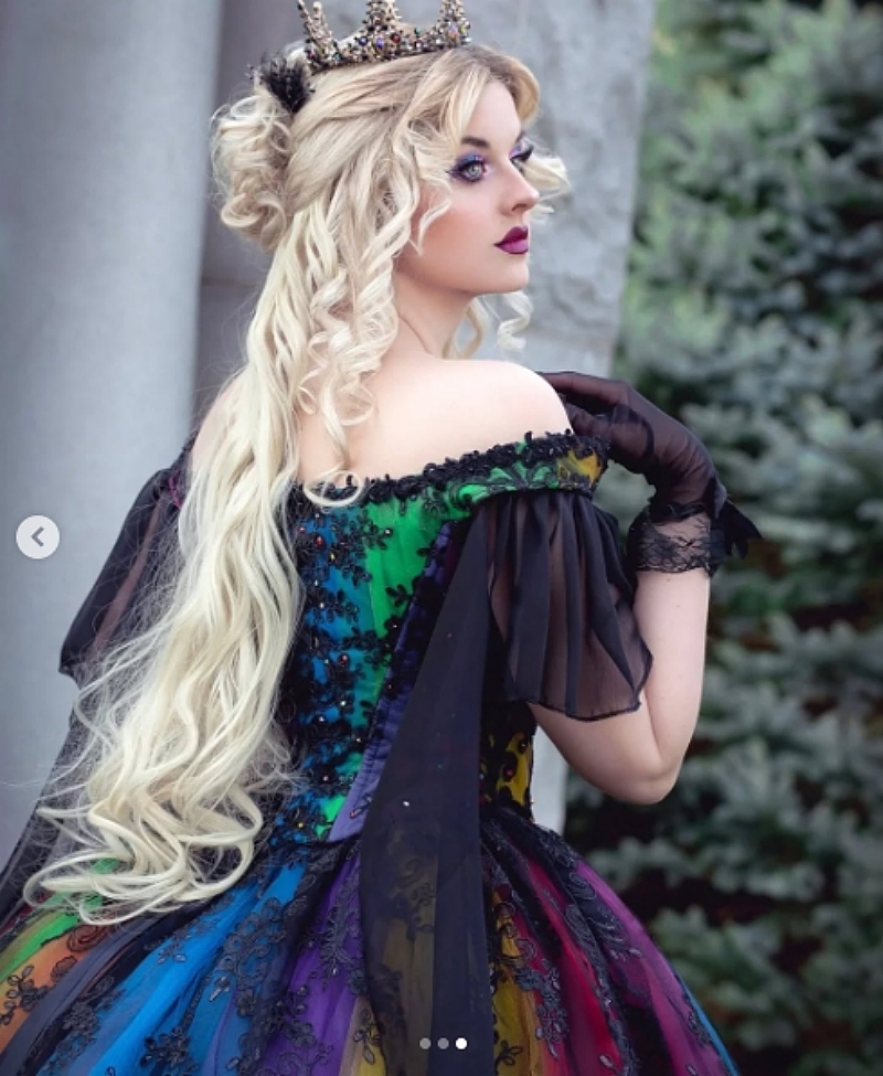 Black Lace Gothic Wedding Dresses Off Shoulder Rainbow Princess Bridal Gown Colorful Vintage Victorian Masquerade Dress 2025