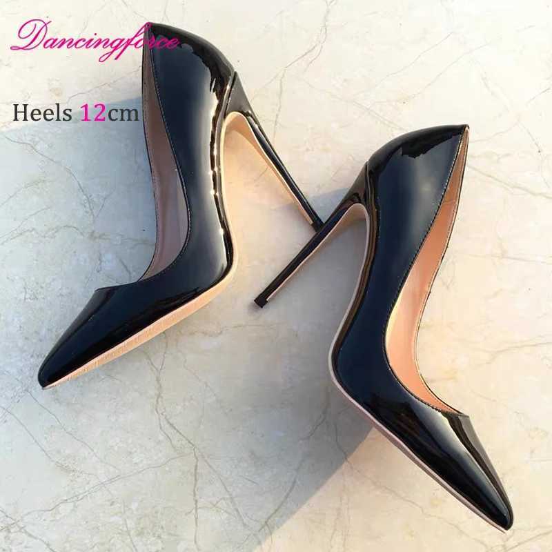 New Women Pointed Toe 8cm 10cm 12cm Nude Lacquer Leather Wedding Party Shoes High H Simple Style Off Dress Pumps Y250304
