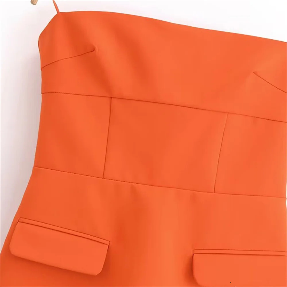 Traf Slimming Flap Decoration Shoulder Strapless Short Skirt Spring Womens Clothing 250304