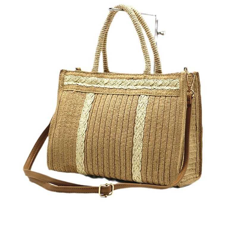 Woven Diagonal Cross Bag, Women's Grass Woven Bag, Hand-held Beach Bag, Rice Camel Bag 250315