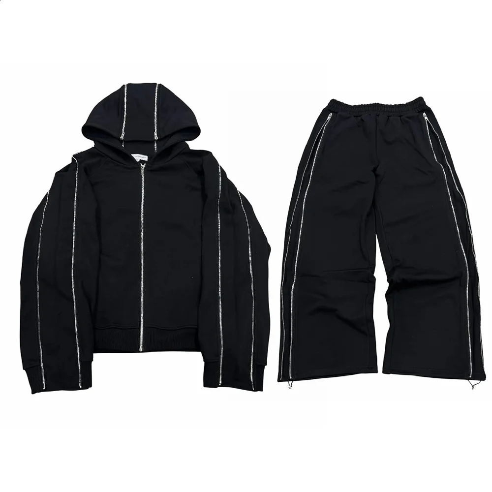 HCW Zipper Hoodie Y2K Clothing Mens Harajuku Hip Hood Design Extra Large Sweatshirt Casual Multi Jacket 250305w