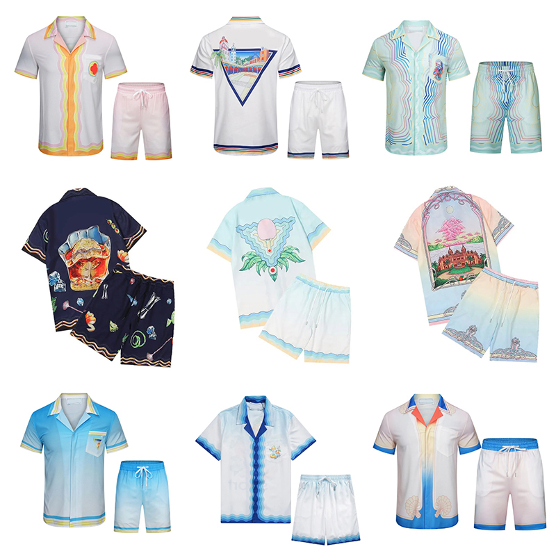 mens t shirt designer t shirts graphic tee beach hipster fabric Street graffiti Letter foil Vintage coloeful Loose fitting holiday Shorts Shirt Set aisa size M-3XL