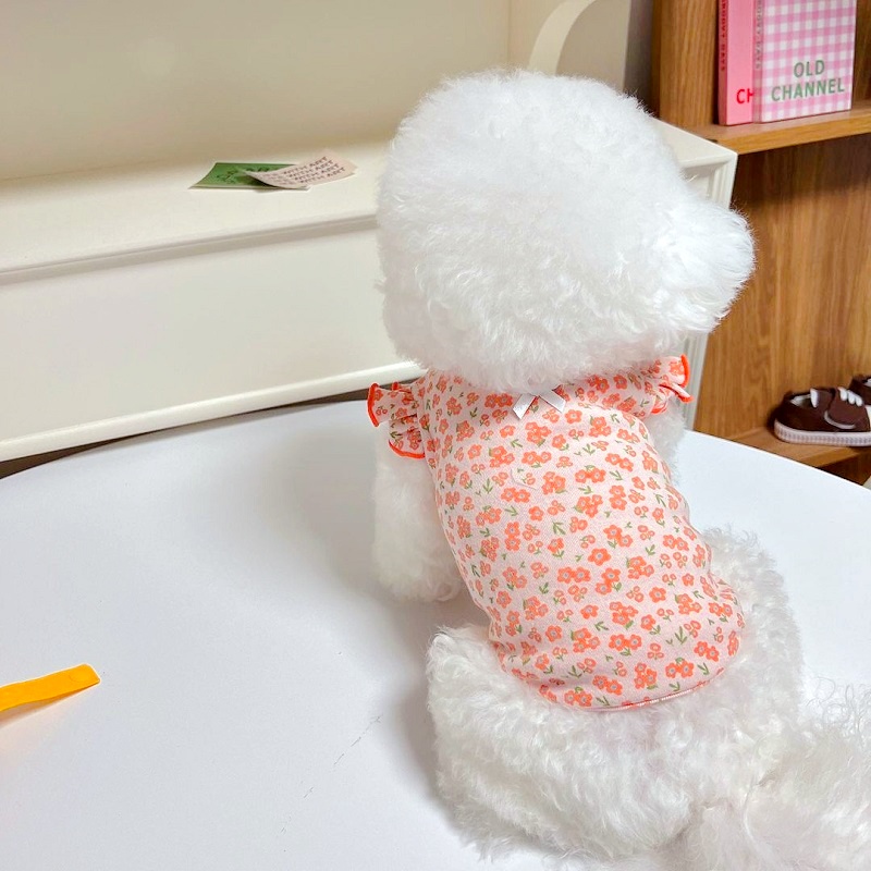 Luxury Dog Clothes Floral Print Dog Vest T-shirt for Chihuahua Bulldog Clothing Lovely Puppy Cat Vest Summer Pet Costume