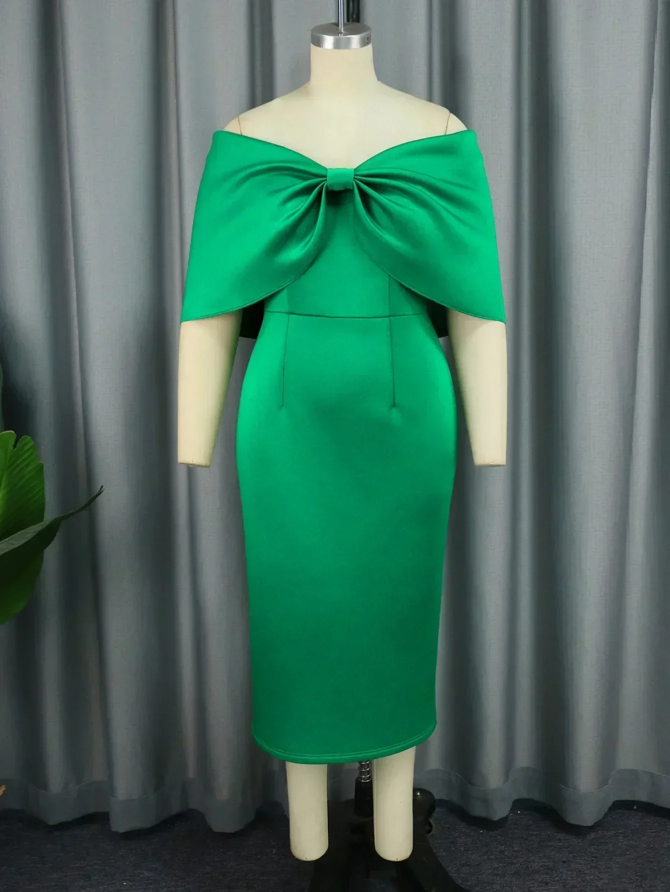 AOMEI Women Party Dresses Off Shoulder Bow Birthday Bodycon Elegant Slim Celebrate Midi Cocktail Event Cute Prom Robes Plus Size 250225