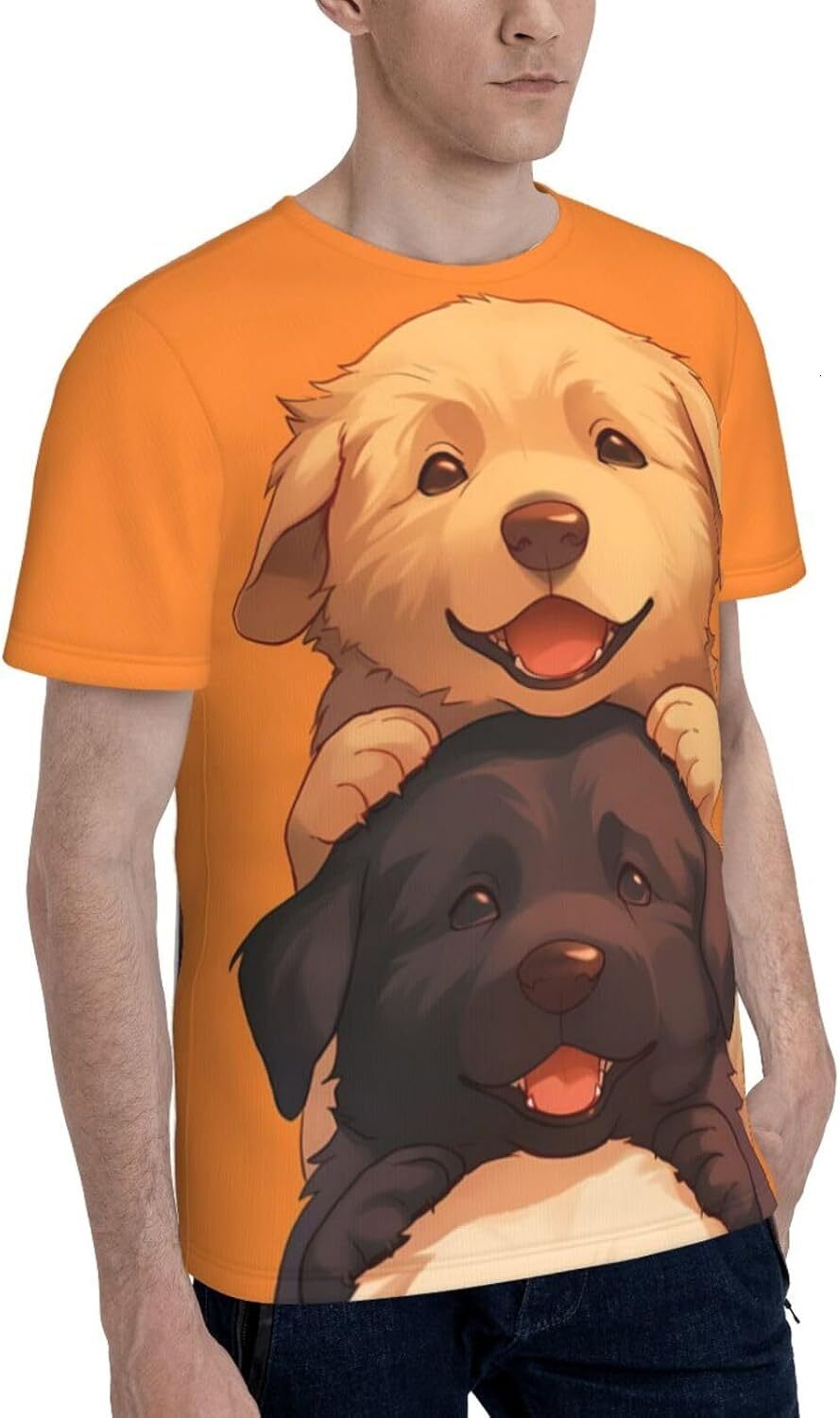 Mens T shirt Stacked Dogs 3D Printed Graphic T-Shirt for Men & Women - Cute Puppy Soft Casual Trendy Summer Tops Tee tee Casual tops summer clothes