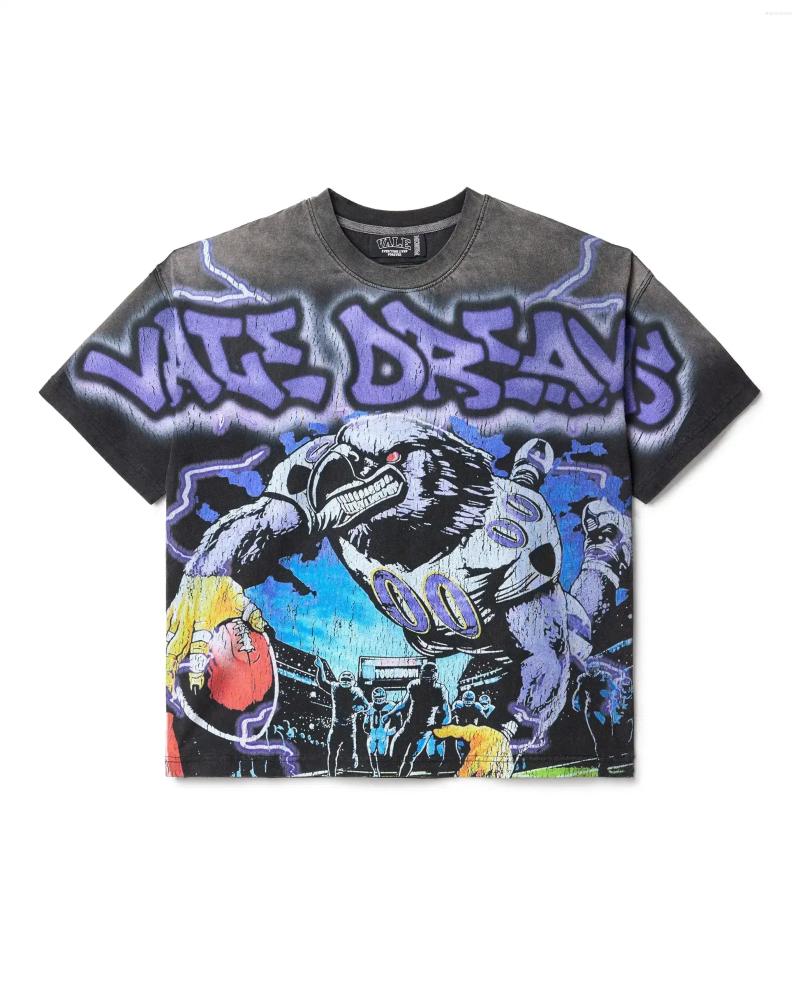 Men's T Shirts Vintage Big Graphic Oversized Tops Harajuku Gothic American All Cotton Short Sleeve Shirt Men Clothing