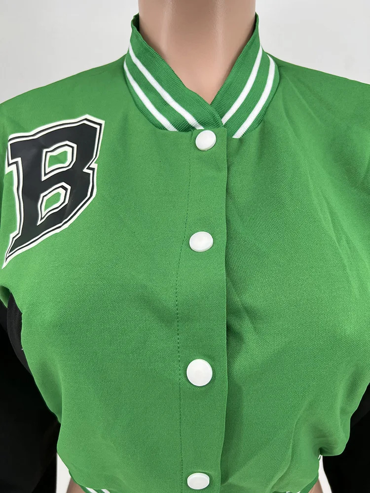 Baseball Jacket Womens Spring Autumn Clothing Fashion Casual Ladies Patchwork Crop Jackets Coats 250304
