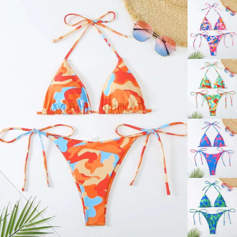 Brazilian Micro Mini Bikini Set Swimming Pads Bikinis 2024 Push Up Bathing Suits Coffee String Swimwear Women Swimsuit Km-Ly